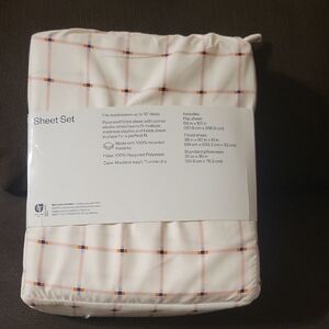 Room Essentisl Sheet Set Microfiber PINK GRID/TW/XL TW